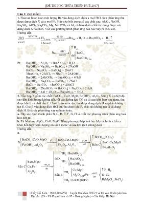 Đề thi học sinh giỏi môn Hóa học Lớp 9 tỉnh Thừa Thiên Huế năm 2017 (Có lời giải chi tiết)